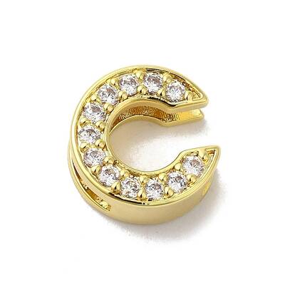Brass Micro Pave Cubic Zirconia Beads