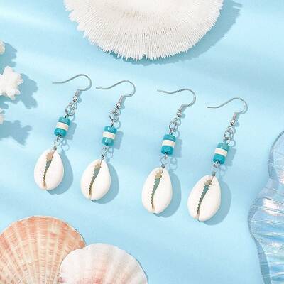 Natural Cowrie Shell Dangle Earrings