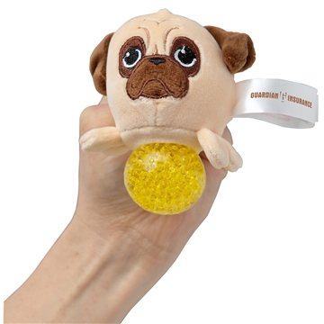 100 Promotional Pug Stress Buster - Gel-bead & Plush