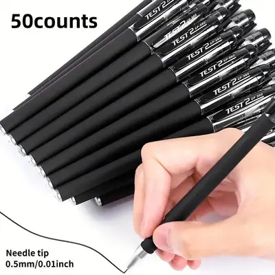 Black Ink Gel Pen, 50pcs/set Portable 0.5mm Gel Pen for School Students, Office Stationery & Supplies, Writing Tools