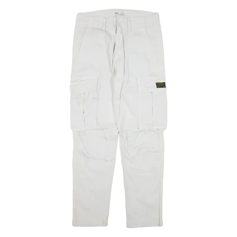 ZARA Cargo Trousers Beige Slim Tapered Womens W30 L28
