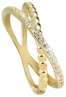 Beneto Double ring in gold plating with AGG196 in silver - Circuit: 54 mm