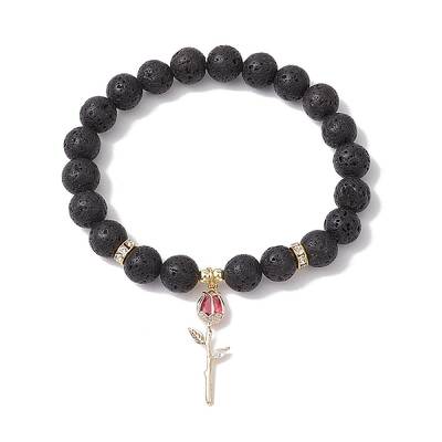 Natural Lava Rock Beaded Stretch Bracelets
