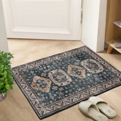 Garvee Vintage Washable Area Rug 2'x3' Doormat Boho Rug Faux Cashmere Non Slip Rugs for Living Room Bedroom Oriental Indoor R...