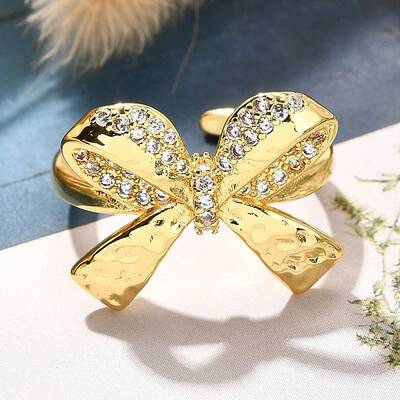 Rack Plating Brass Micro Pave Clear Cubic Zirconia Cuff Finger Rings for Women