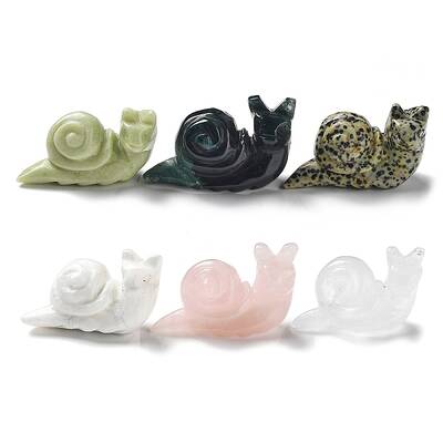 Natural Gemstone Carved Healing Snail Figurines