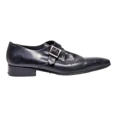 HEYRAUD Monk Shoes Black Leather Mens UK 8