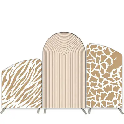 Aperturee Brown Stripe Giraffe Zebra Textured Arch Backdrop Kit | Circle Arch Backdrop Diy | Chiara Wall Backdrop Diy | Chiar...