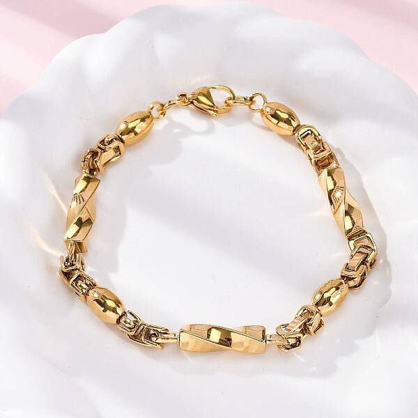 201 Stainless Steel Oval & Twist Rectangle Link Chain Bracelets