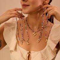 VRIUA Colorful Letter Chocker for Women Bubble Initial Letter Chocker Handmade Beaded Necklace Dainty Beach Chocker Unique Je...
