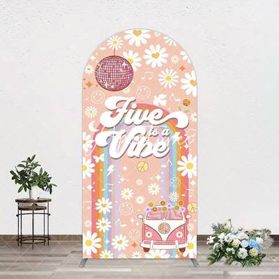 Aperturee Groovy Five Is Vibe Daisy Birthday Arch Backdrop, 1.6X4FT(0.5X1.2M), 38.18 USD, arch backdrop kit, GLH0G255-A