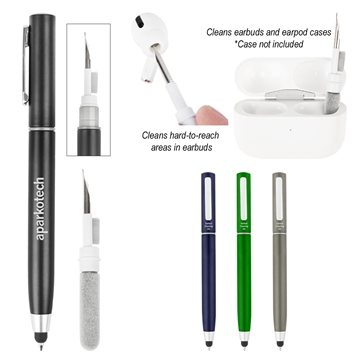 100 Custom Stylus Pen With Earbud Cleaning Kit - Twist Action