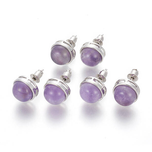 Natural Amethyst Stud Earrings