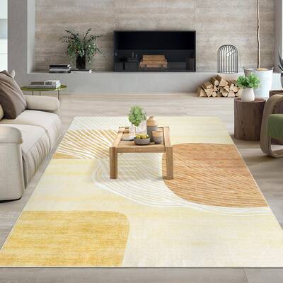 Garvee Washable Rugs 5x7 Rug for Living Room Abstract Geometric Rug for Bedroom Decor Non Slip Carpet Abstract Artistic Soft ...