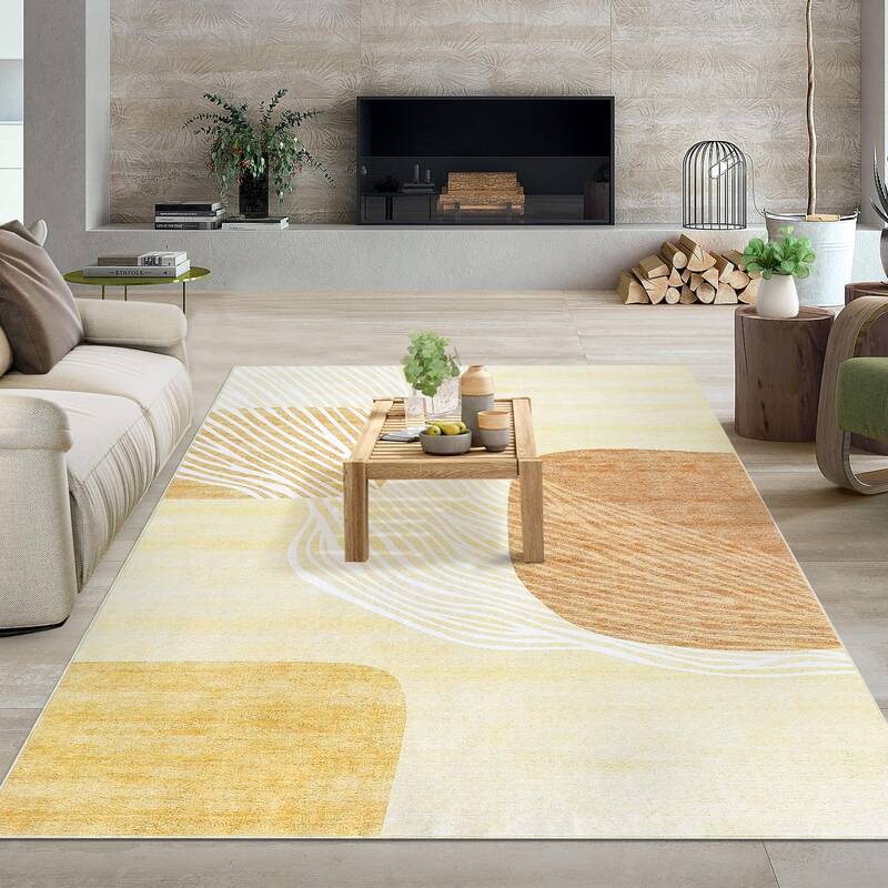 Garvee Washable Rugs 5x7 Rug for Living Room Abstract Geometric Rug for Bedroom Decor Non Slip Carpet Abstract Artistic Soft ...