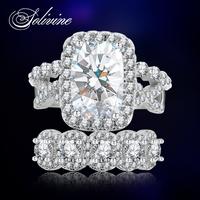 SOLIVINE 4CT Radiant Cut Engagement Ring Set for Women, Sterling Silver 5A CZ Wedding Band Bridal Set, Anniversary Promise Gi...