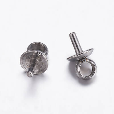 304 Stainless Steel Cup Pearl Peg Bails Pin Pendants