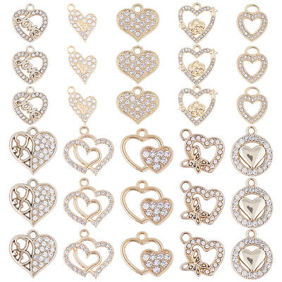 40Pcs 10 Style Alloy Crystal Rhinestone Pendants