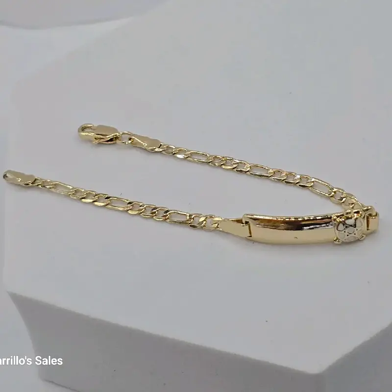 BRACELET WITH white turtle bracelet ID STYLE ENGRAVING AVAILABLE leave a note GOLD-PLATED color small   6\