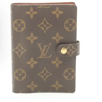 Pre-owned Louis Vuitton Canvas bag accessories Agenda PM Monogram Notebook Cover PVC Brown