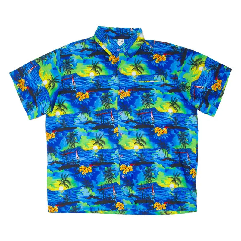 PARADISE Mens Hawaiian Shirt Blue Floral XL