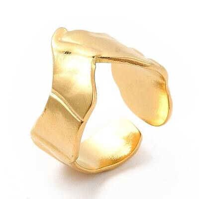 Ion Plating(IP) 304 Stainless Steel Chevron Arrow Open Cuff Ring for Women