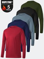 HOPLYNN 5 Pack Men's Athletic crew neck Long Sleeve Fishing Shirts for Men Sun Protection Shirts Lightweight Rash Guards work...