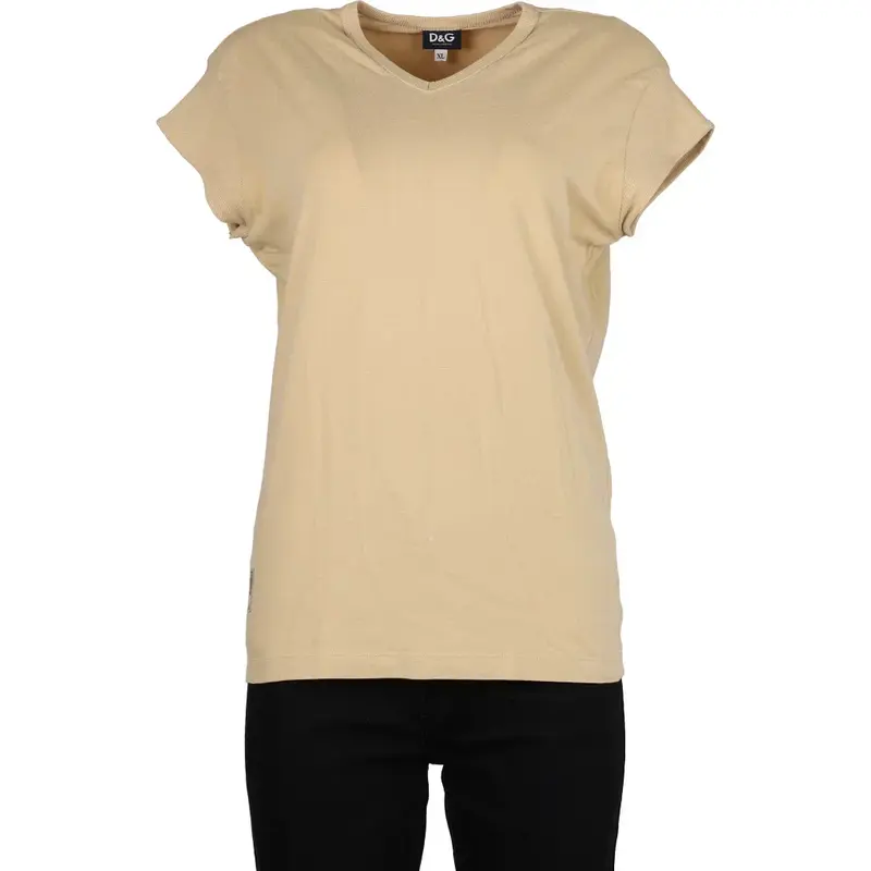 Dolce & Gabbana V-neck T-Shirt - XL Beige Cotton
