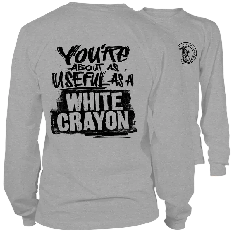 White Crayon- Long Sleeve Heather Gray T-Shirt