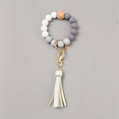 Silicone Round Beaded Keychain Wristlet
