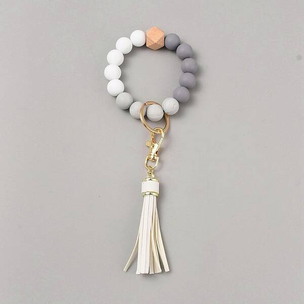 Silicone Round Beaded Keychain Wristlet