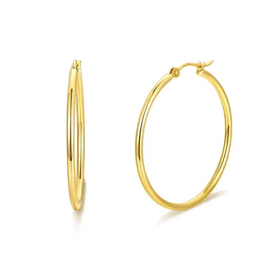 18K Gold 30mm Round Hoop Earrings
