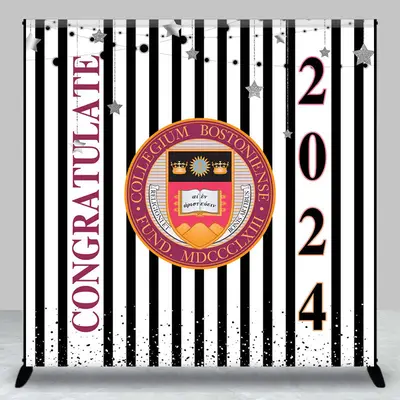 Custom Stripe Stars School Emblem Graduation Backdrop - Aperturee