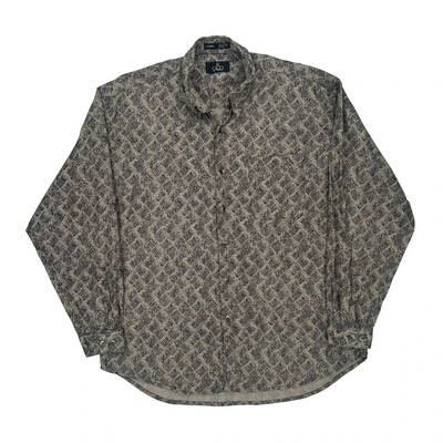 Enro Patterned Shirt - Large Black Cotton