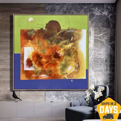 Extra Large Abstract Colorful Paintings On Canvas Textured Hand Painted Art Unique Painting Wall Art | ASTRAY 60"x60&quo...