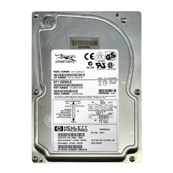 A1658-69026 HP 18GB 7200RPM Ultra2 SCSI 3.5-Inch 2MB Cache Hot Swap Hard Drive