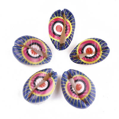 Printed Cowrie Shell Beads