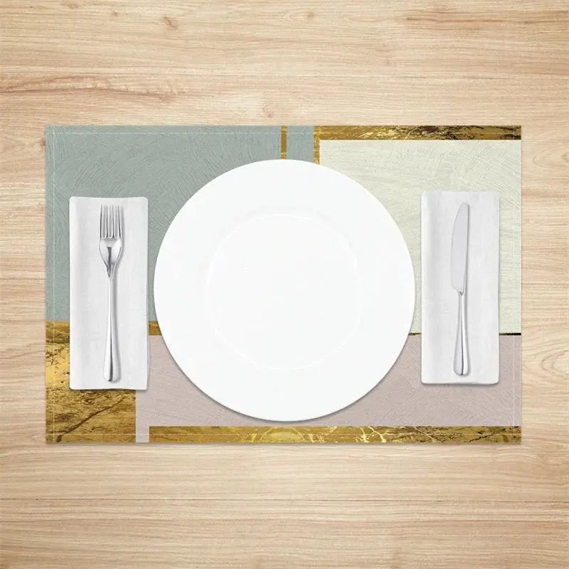 Colors Block Golden Morden Dining Set Of 4 Placemats - Aperturee