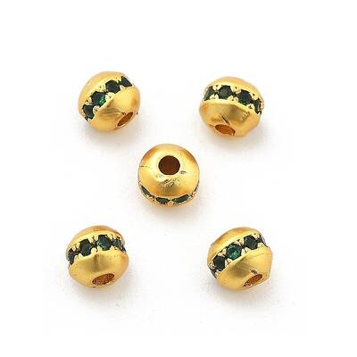 Brass Micro Pave Cubic Zirconia Beads