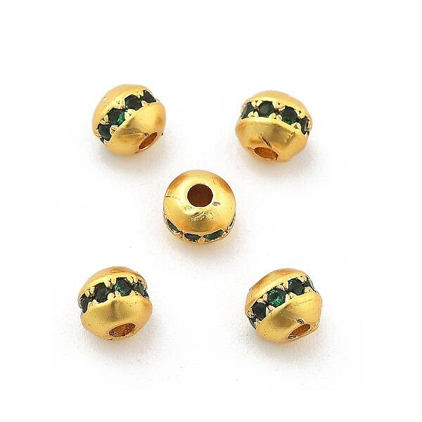Brass Micro Pave Cubic Zirconia Beads