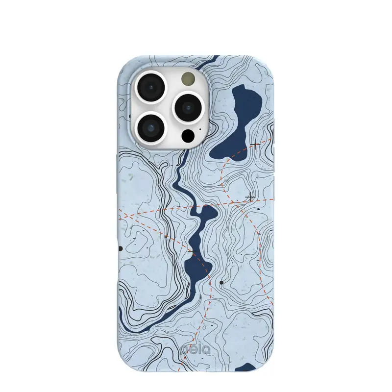 Powder Blue Contour Lines iPhone 16 Pro Case