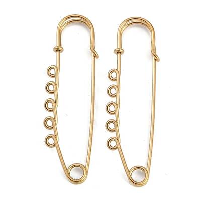 Ion Plating(IP) 304 Stainless Steel Safety Pins Brooch Findings