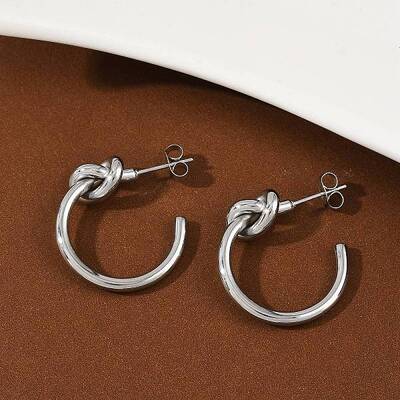 304 Stainless Steel knot Stud Earrings