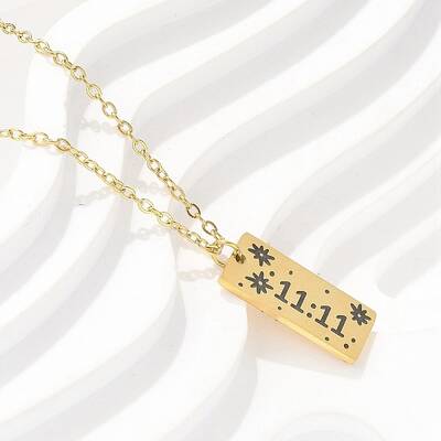 304 Stainless Steel Number 11:11 Pendant Necklaces