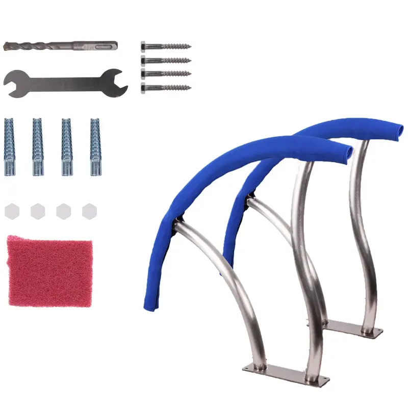 Garvee 2-Pack 30x30 Stainless Steel Pool Handrails - 250 lbs Load Capacity, Rustproof, Blue Grip Covers for Inground Swim...