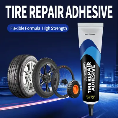 Tire Repair Adhesive, Professional Black Rubber Cement for Car, Motorcycle, Bike, Rc and More, Suitable for All Tire Types, S...