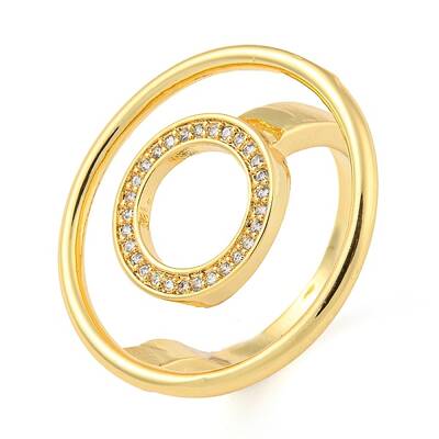 Brass Micro Pave Cubic Zirconia Finger Ring