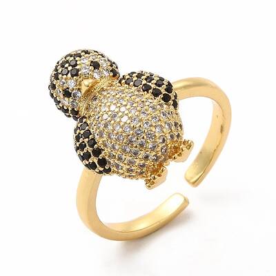 Cubic Zirconia Penguin Open Cuff Ring