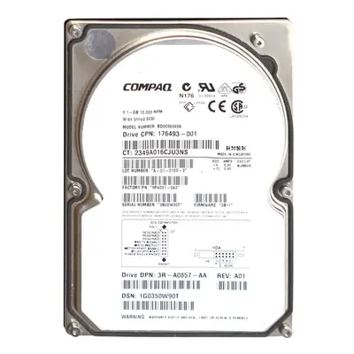 176493-001 Compaq 9.1GB Ultra WIDE SCSI 10000 3.5-inch Hard Drive