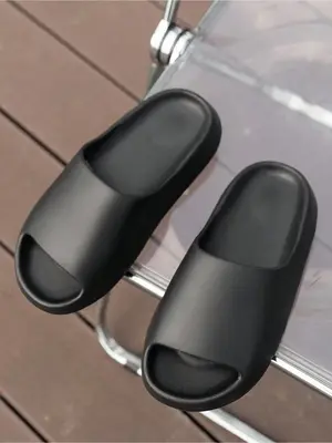 Unisex Simple Style Plain Color Slides, Casual Trendy Soft Comfortable Home Slippers, Fashionable Slippers for Indoor & Outdo...